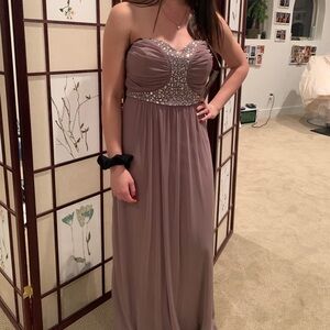 Chic Strapless Beaded Dress in Mauve